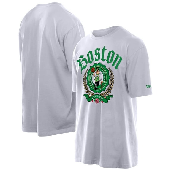 Men's New Era White Boston Celtics Throwback Prep Oversized T-Shirt