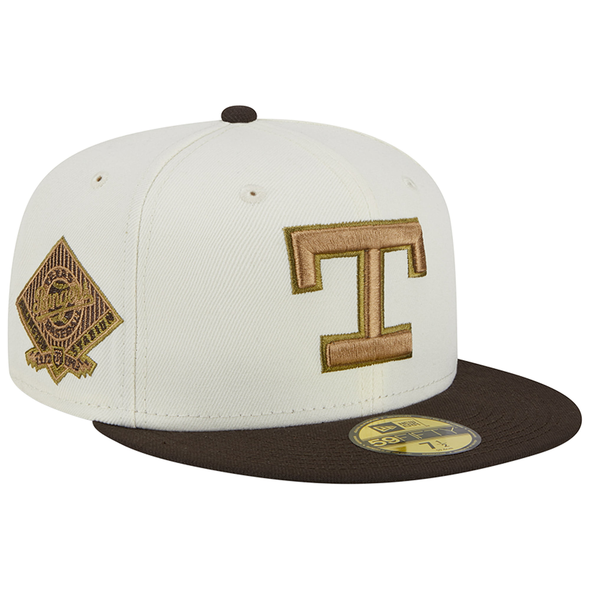 Men's New Era White/Brown Texas Rangers Arlington Stadium 59FIFTY Fitted Hat  