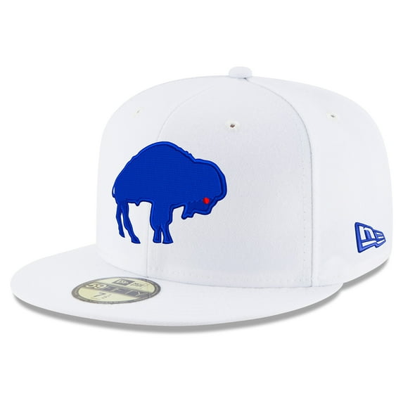 Men's New Era White Buffalo Bills Omaha Historic Logo 59FIFTY Fitted Hat