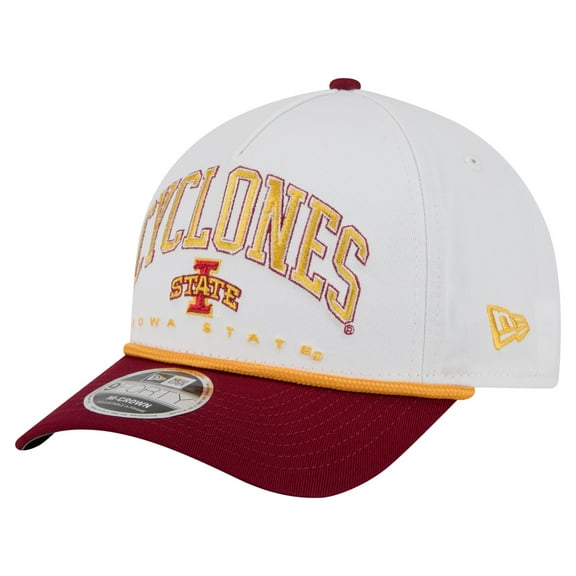 Men's New Era White/Cardinal Iowa State Cyclones Arch Two-Tone Rope 9FORTY A-Frame M-Crown Adjustable Hat