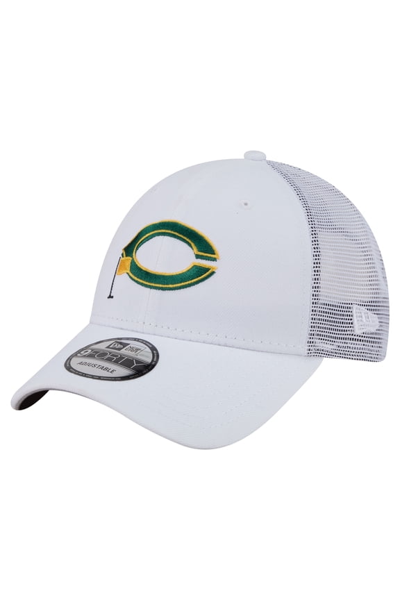 Men's New Era White Cincinnati Reds Flag 9FORTY Trucker Adjustable Hat