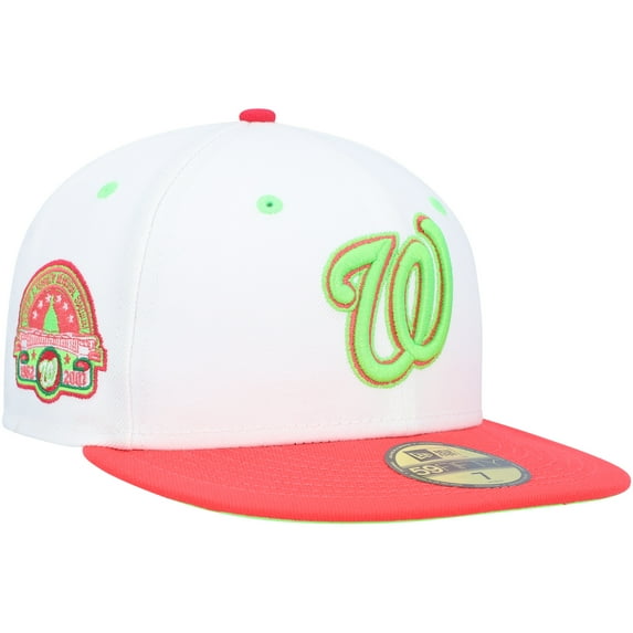 Men's New Era White/Coral Washington Nationals Robert F. Kennedy Memorial Stadium Strawberry Lolli 59FIFTY Fitted Hat