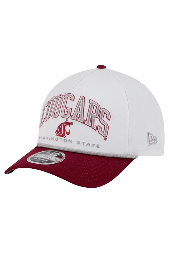 Men's New Era White/Crimson Washington State Cougars Arch Two-Tone Rope 9FORTY A-Frame M-Crown Adjustable Hat
