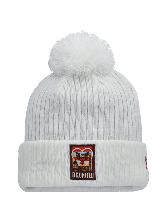 Men's New Era White D.C. United Jersey Hook Cuff Knit Hat with Pom