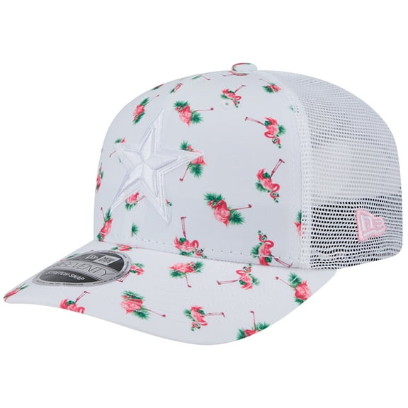 Men's New Era White Dallas Cowboys Adventure Flamingo Pattern 9SEVENTY Stretch-Snap Hat