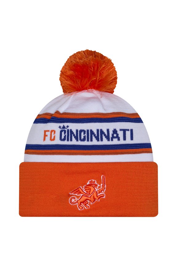 Men's New Era White FC Cincinnati 2026 Jersey Hook Cuffed Pom Knit Hat