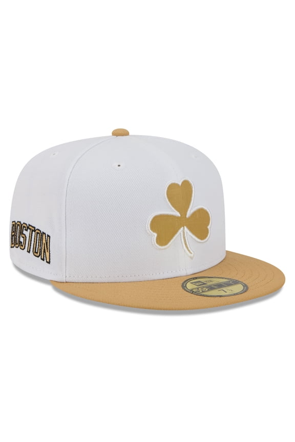 Men's New Era White/Gold Boston Celtics 2025/26 City Edition 59FIFTY Fitted Hat