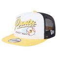 thumbnail image 1 of Men's New Era White/Gold Pittsburgh Pirates Retro Script Trucker 9FIFTY Snapback Hat, 1 of 6