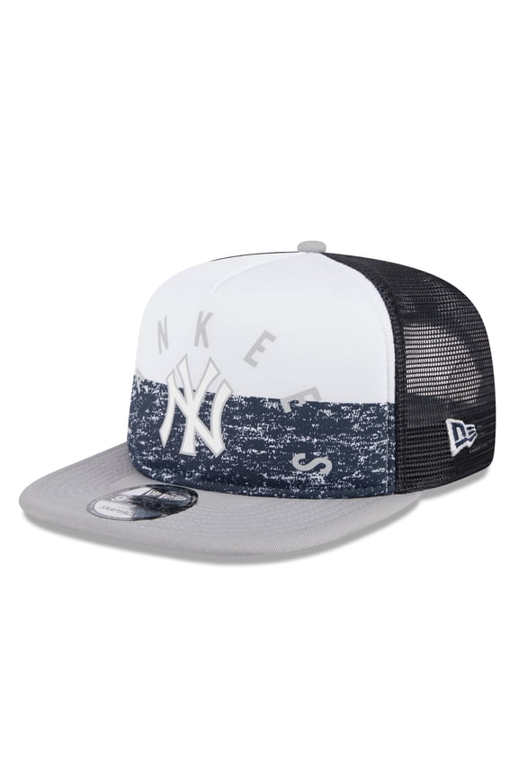 Men's New Era White/Gray New York Yankees Team Foam Front A-Frame Trucker 9FIFTY Snapback Hat