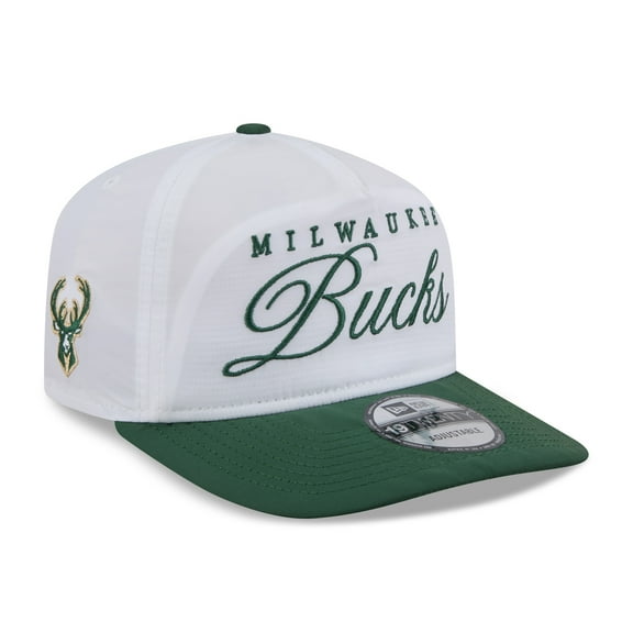 Men's New Era White/Hunter Green Milwaukee Bucks 2025 NBA Draft On-Stage Nylon 19TWENTY Adjustable Hat