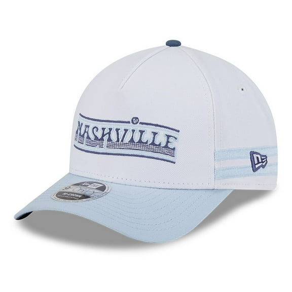 Men's New Era White/Light Blue Nashville SC 2025 Jersey Hook 9FORTY M-Crown Adjustable Hat