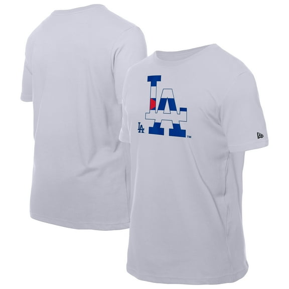 Men's New Era White Los Angeles Dodgers Cuban Flag Logo T-Shirt