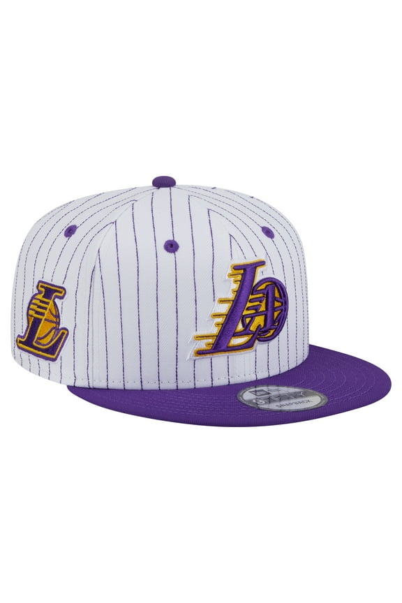 Men's New Era  White Los Angeles Lakers Deceptor Pinstripe 9FIFTY Snapback Hat
