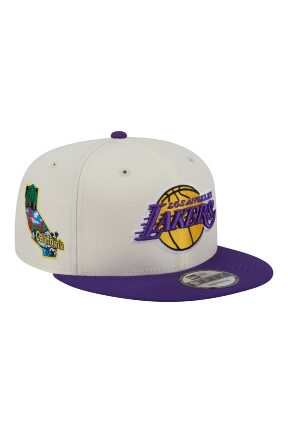 Men's New Era White Los Angeles Lakers Injection Localized 9FIFTY Snapback Hat