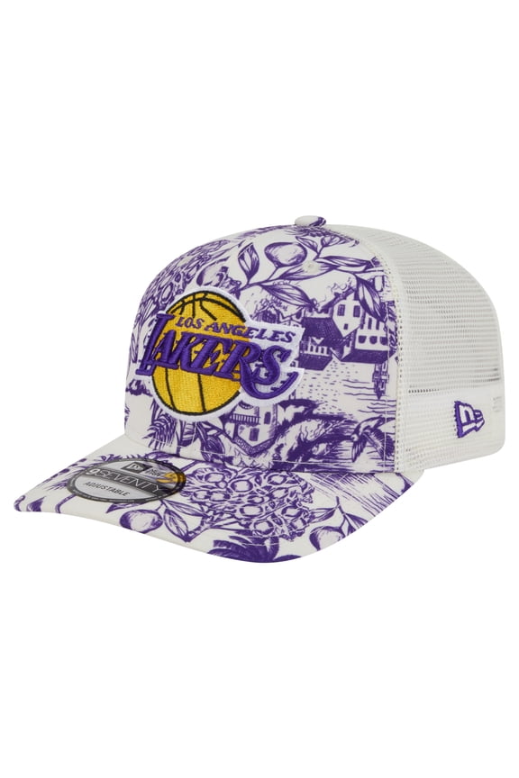 Men's New Era White Los Angeles Lakers Lemon Tree 9SEVENTY Adjustable Hat