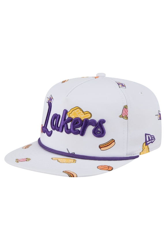 Men's New Era White Los Angeles Lakers Team Cheer Rope 19TWENTY Adjustable Hat