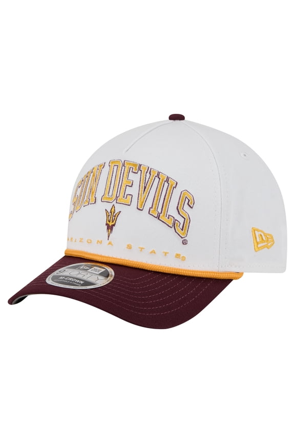 Men's New Era White/Maroon Arizona State Sun Devils Arch Two-Tone Rope 9FORTY A-Frame M-Crown Adjustable Hat