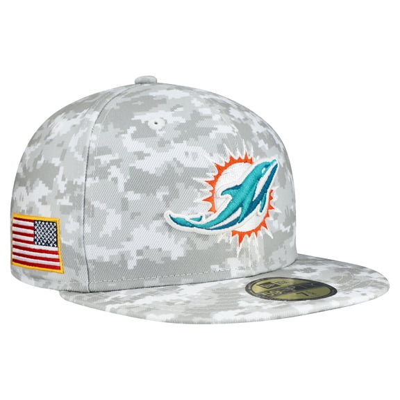Men's New Era White Miami Dolphins 2025 Salute to Service Fan Pack 59FIFTY Fitted Hat