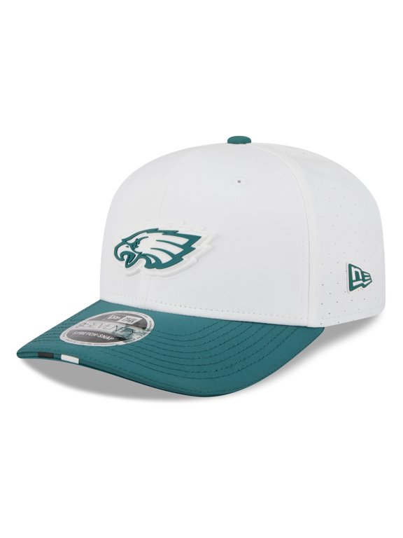 Men's New Era White/Midnight Green Philadelphia Eagles 2025 NFL Training Camp 9SEVENTY Adjustable Hat