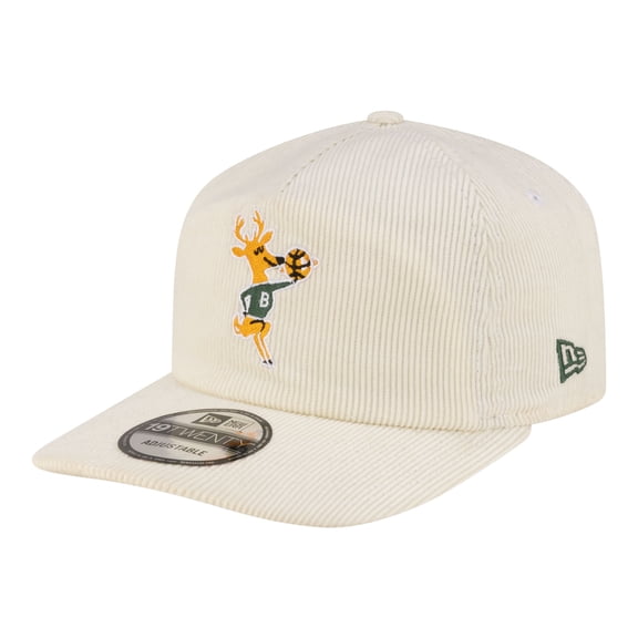 Men's New Era  White Milwaukee Bucks 19TWENTY 80s Chrome Corduroy Adjustable Hat