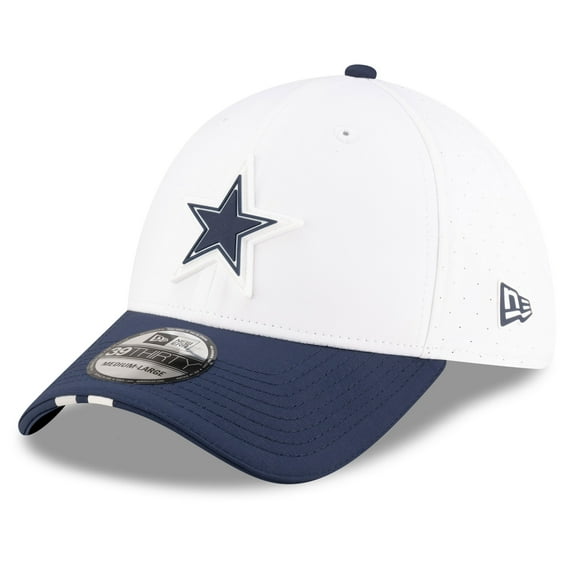 Men's New Era  White/Navy Dallas Cowboys 2025 NFL Training Camp 39THIRTY Flex Hat