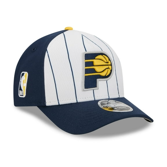 Men's New Era White/Navy Indiana Pacers 2025 NBA Tip Off M-Crown A-Frame 9FORTY Adjustable Hat