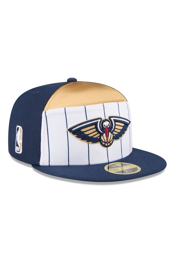 Men's New Era  White/Navy New Orleans Pelicans 2025 NBA Tip Off Split Panel 59FIFTY Fitted Hat