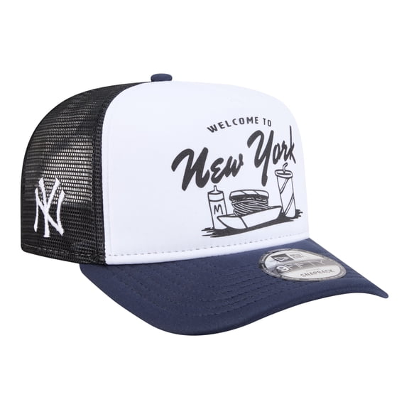 Men's New Era  White/Navy New York Yankees Foodie A-Frame 9FIFTY Trucker Snapback Hat