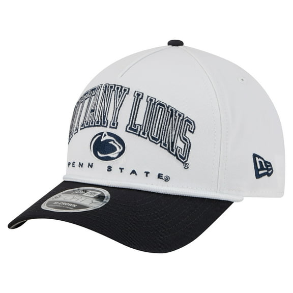 Men's New Era White/Navy Penn State Nittany Lions Arch Two-Tone Rope 9FORTY A-Frame M-Crown Adjustable Hat