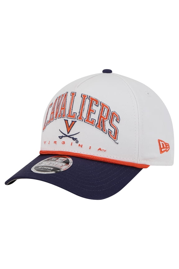 Men's New Era White/Navy Virginia Cavaliers Arch Two-Tone Rope 9FORTY A-Frame M-Crown Adjustable Hat