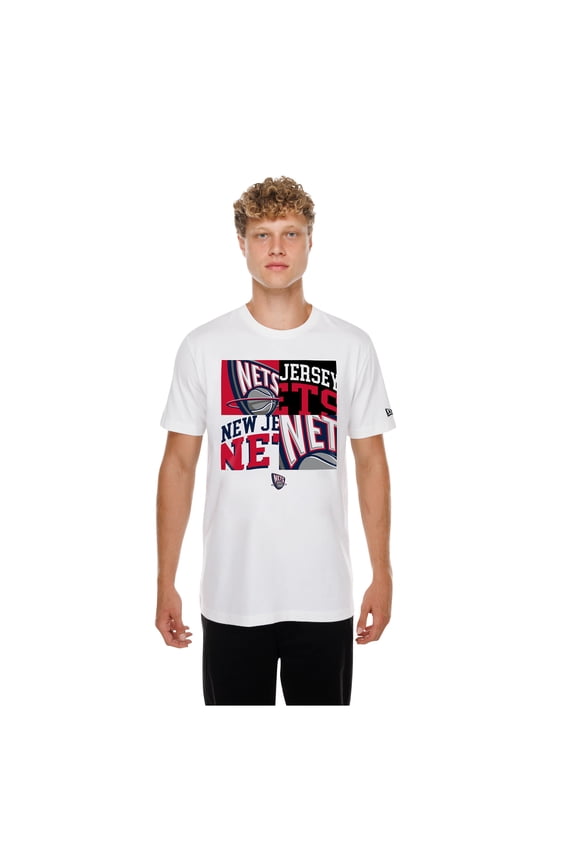 Men's New Era White New Jersey Nets Block Logo T-Shirt