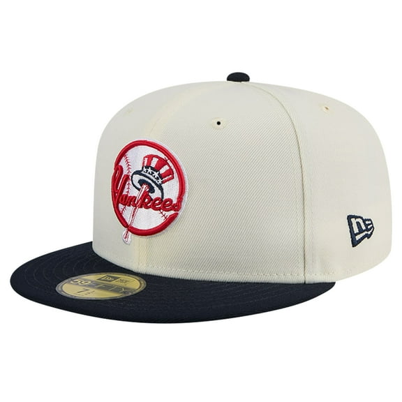 Men's New Era Cream New York Yankees Top Hat Chrome 59FIFTY Fitted Hat