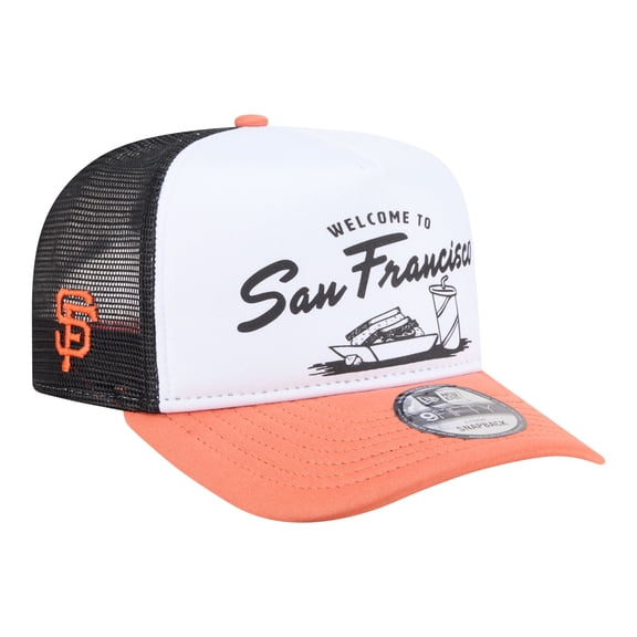 Men's New Era White/Orange San Francisco Giants Foodie A-Frame 9FIFTY Trucker Snapback Hat