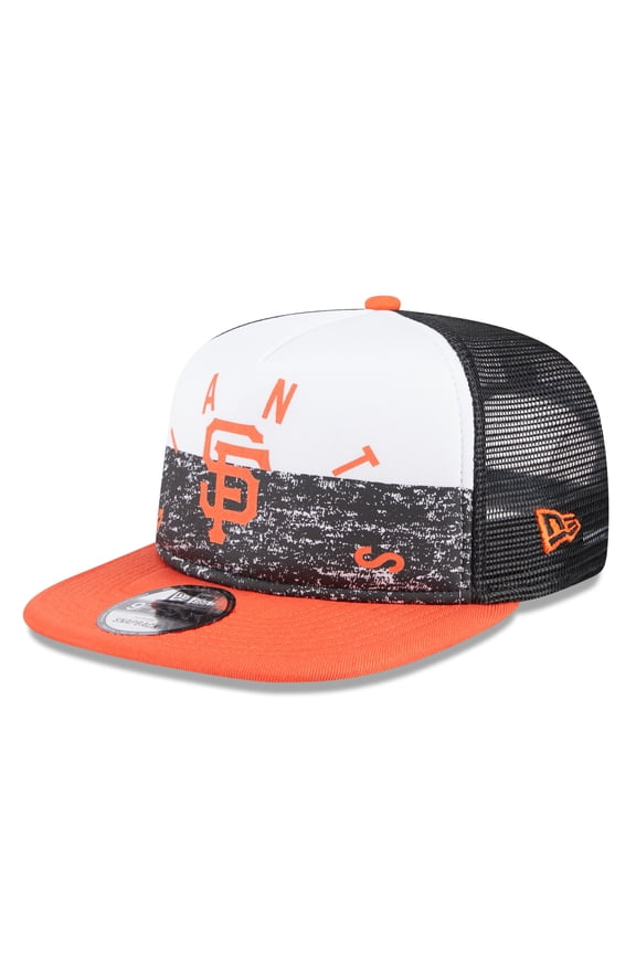 Men's New Era White/Orange San Francisco Giants Team Foam Front A-Frame Trucker 9FIFTY Snapback Hat