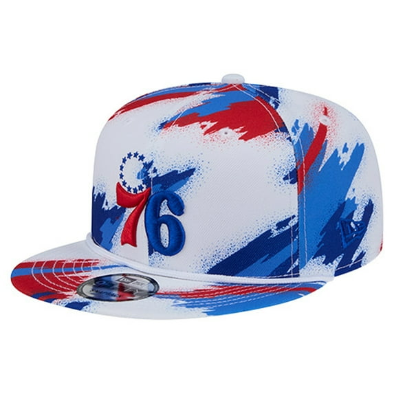 Men's New Era White Philadelphia 76ers Paint 9FIFTY Snapback Hat