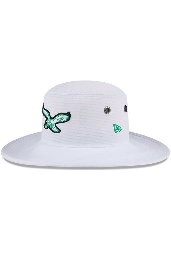 Men's New Era White Philadelphia Eagles 2024 NFL Training Camp Panama Bucket Hat