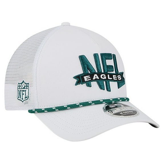 Men's New Era White Philadelphia Eagles NFL 9FORTY A-Frame M-Crown Adjustable Trucker Hat