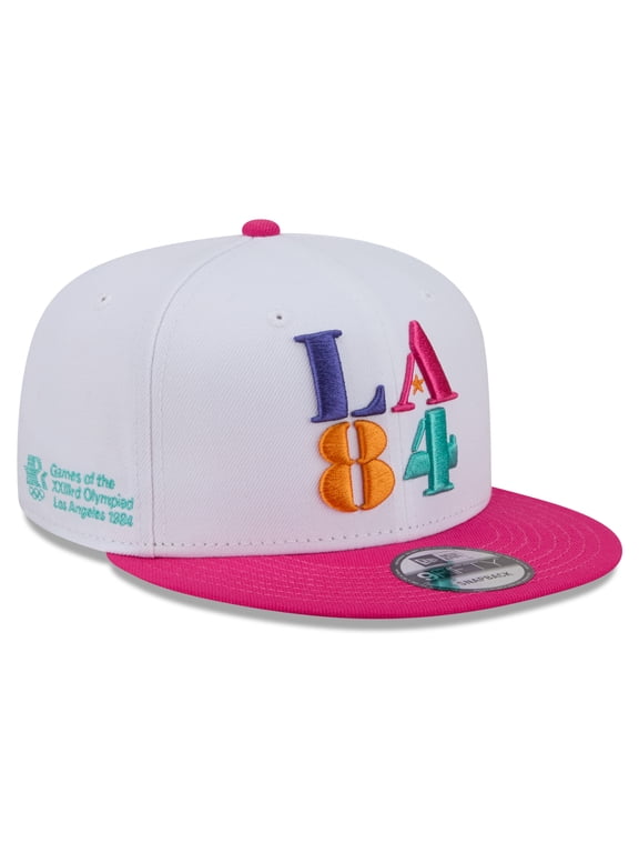 Men's New Era White/Pink Olympic Games LA84 9FIFTY Snapback Hat