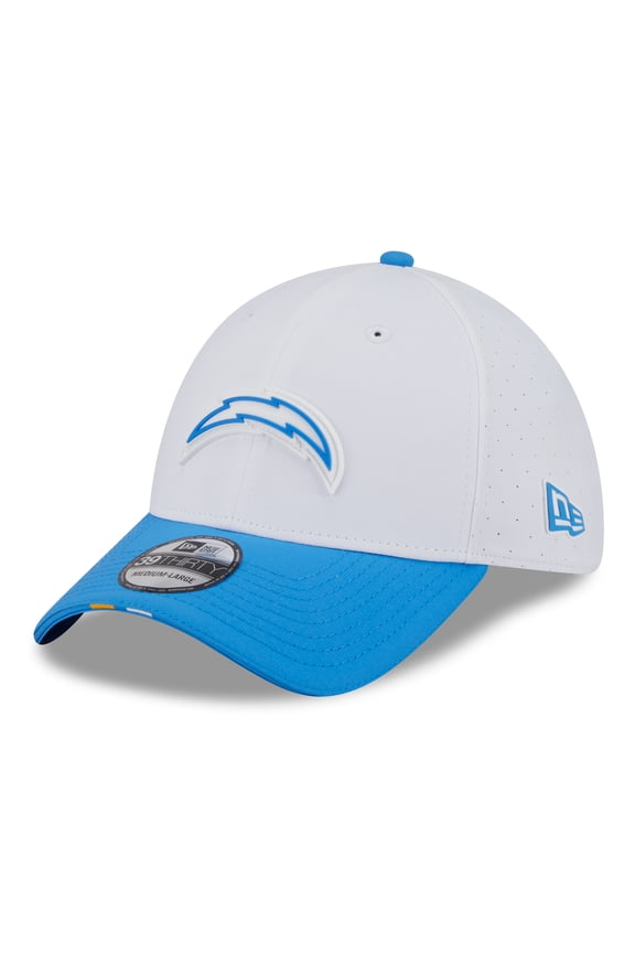 Men's New Era White/Powder Blue Los Angeles Chargers 2025 NFL Training Camp 39THIRTY Flex Hat