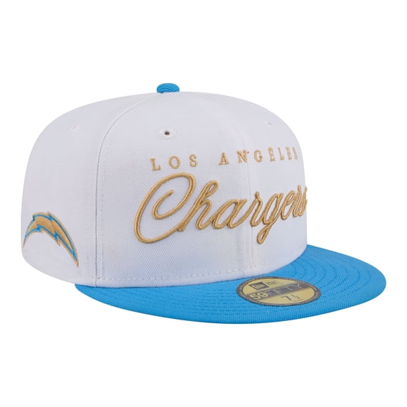 Men's New Era White/Powder Blue Los Angeles Chargers Scripted 59FIFTY Fitted Hat