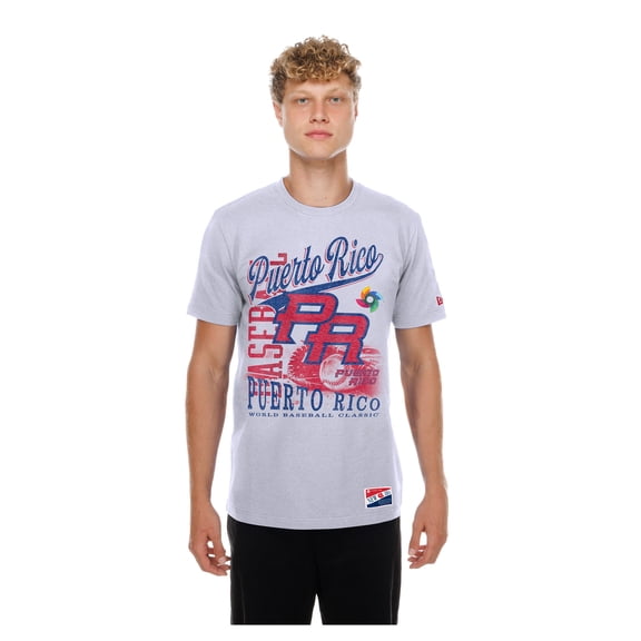 Men's New Era White Puerto Rico Baseball 2026 World Baseball Classic Oversized Throwback Distressed T-Shirt