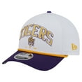 thumbnail image 1 of Men's New Era White/Purple LSU Tigers Arch Two-Tone Rope 9FORTY A-Frame M-Crown Adjustable Hat, 1 of 5