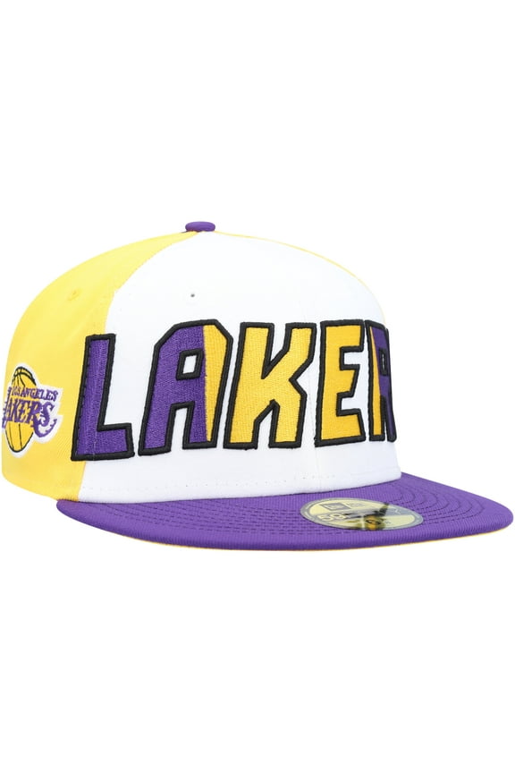Men's New Era  White/Purple Los Angeles Lakers Back Half 9FIFTY Fitted Hat