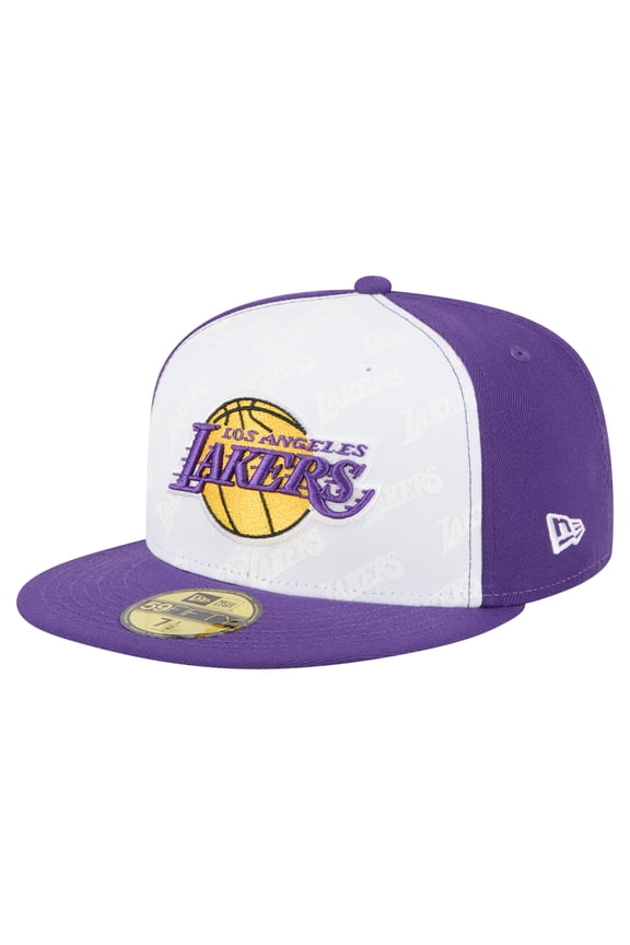 Men's New Era  White/Purple Los Angeles Lakers Repeat 59Fifty Fitted Hat
