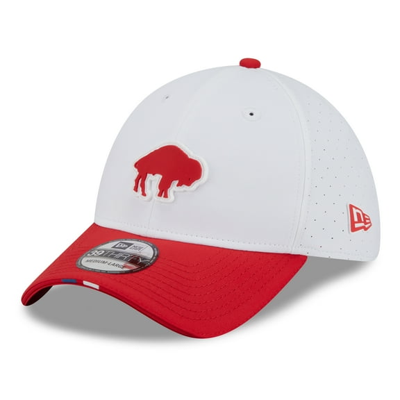 Men's New Era  White/Red Buffalo Bills 2025 NFL Training Camp Throwback Logo 39THIRTY Flex Hat