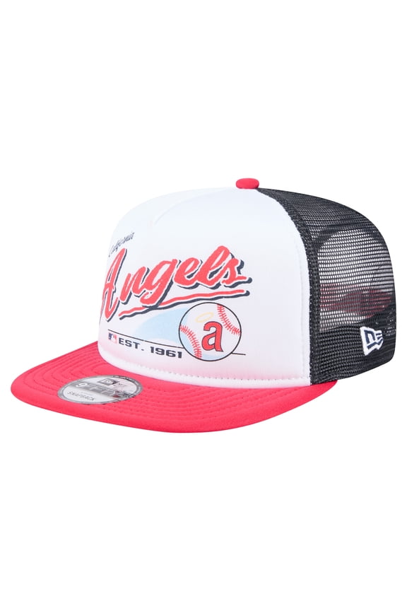 Men's New Era White/Red California Angels Retro Script Trucker 9FIFTY Snapback Hat