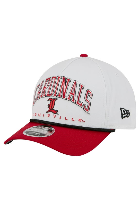 Men's New Era White/Red Louisville Cardinals Arch Two-Tone Rope 9FORTY A-Frame M-Crown Adjustable Hat