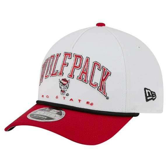 Men's New Era White/Red NC State Wolfpack Arch Two-Tone Rope 9FORTY A-Frame M-Crown Adjustable Hat