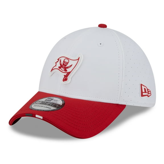 Men's New Era White/Red Tampa Bay Buccaneers 2025 NFL Training Camp 39THIRTY Flex Hat
