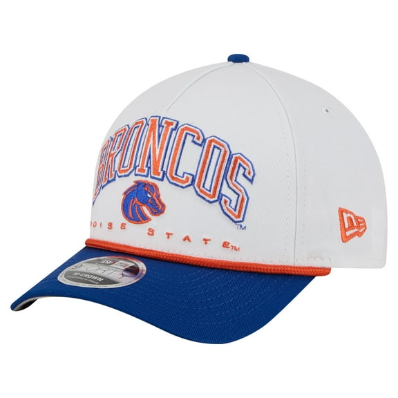 Men's New Era White/Royal Boise State Broncos Arch Two-Tone Rope 9FORTY A-Frame M-Crown Adjustable Hat